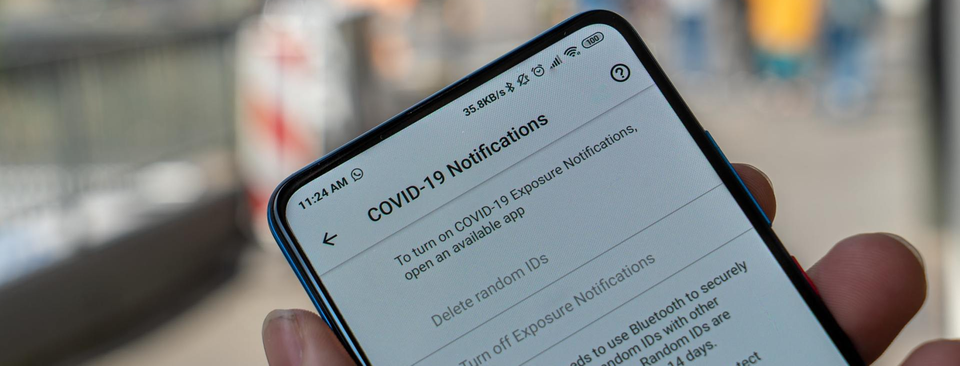COVID 19 App on mobile phone
