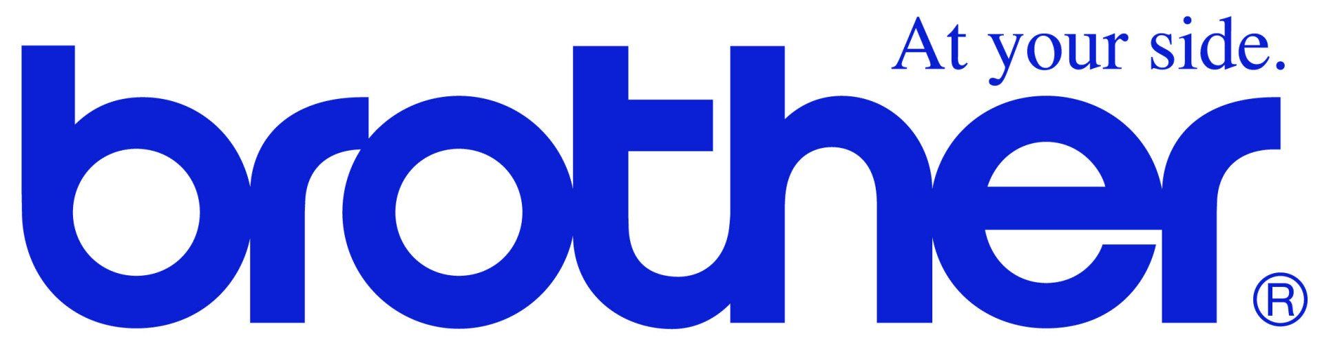 Un logo Brother blu su sfondo bianco