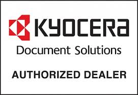 Il logo del rivenditore autorizzato kyocera document Solutions su sfondo bianco.