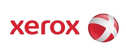 Il logo Xerox è rosso e bianco con una pallina rossa al centro.