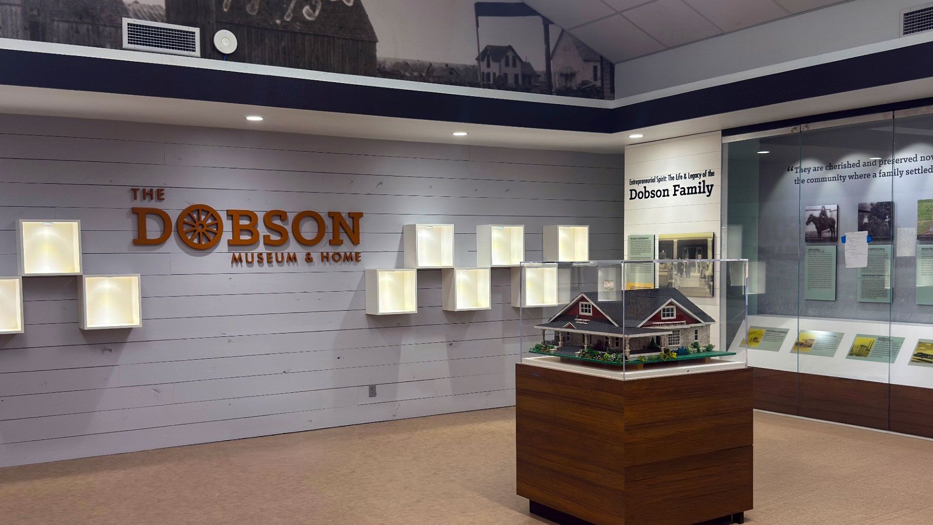 The reception, gift shop, orientation area and Dobson Family gallery at the Dobson Museum, Miami, OK.