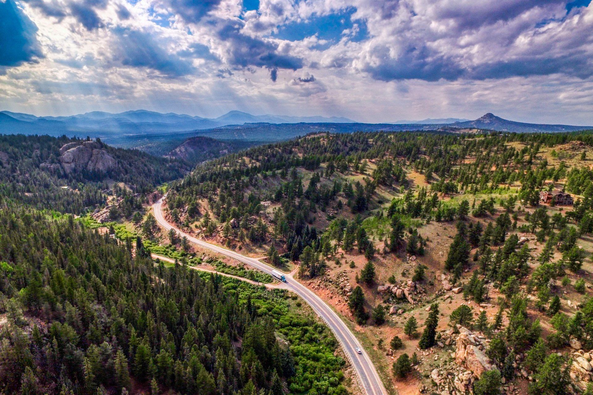 Aerial View of Road and Mountains — Colorado Springs, CO — AIR Photography