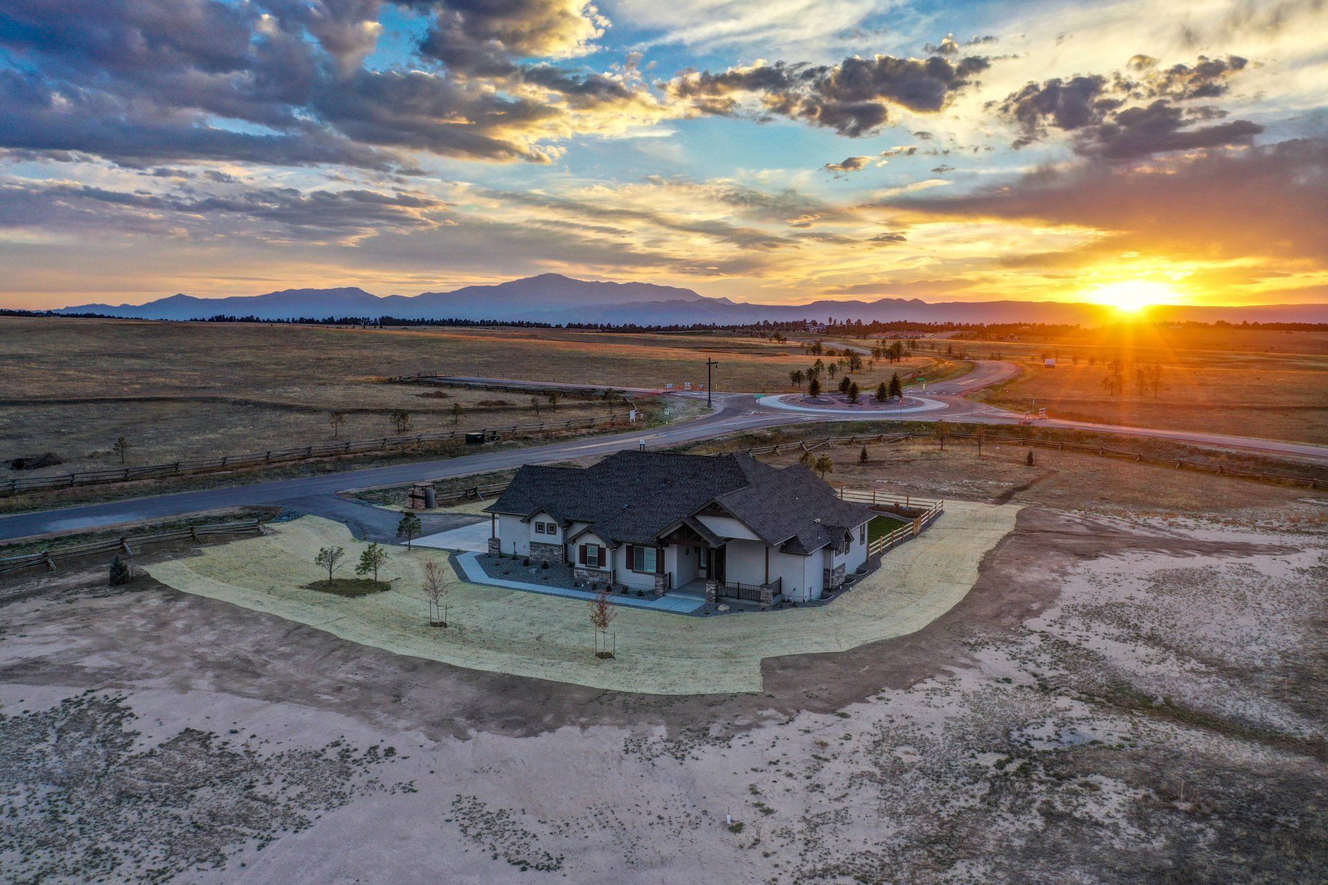 Aerial View of House and Sunset — Colorado Springs, CO — AIR Photography