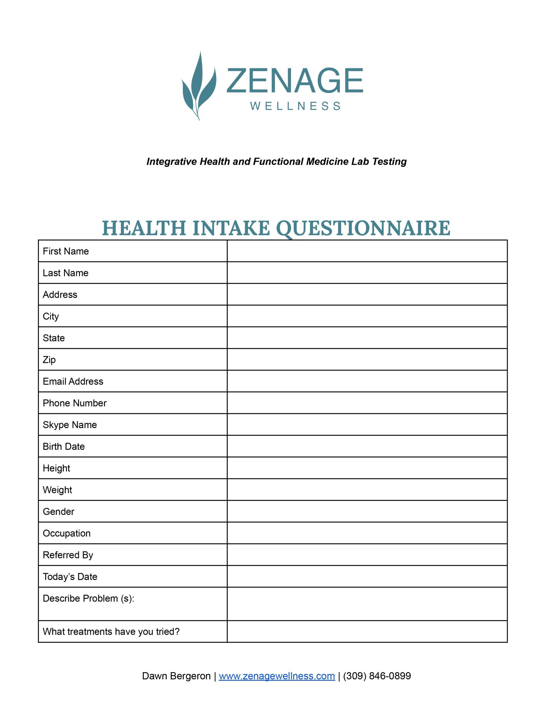 INTAKE + ASSESSMENT FORMS | Agekure Health Coaching