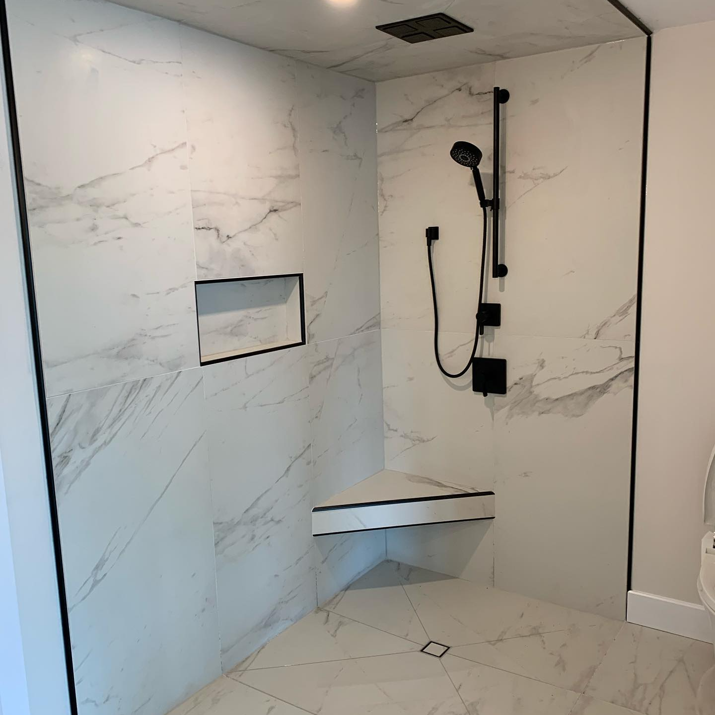 completed plumbing project residential bathroom shower