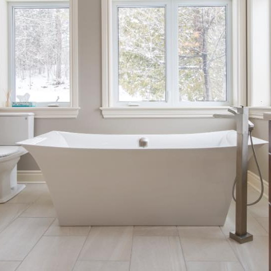 completed plumbing project residential bathroom bathtub