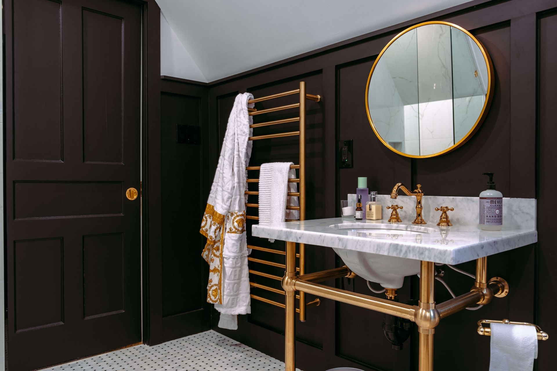 plumbing project of residential bathroom sink