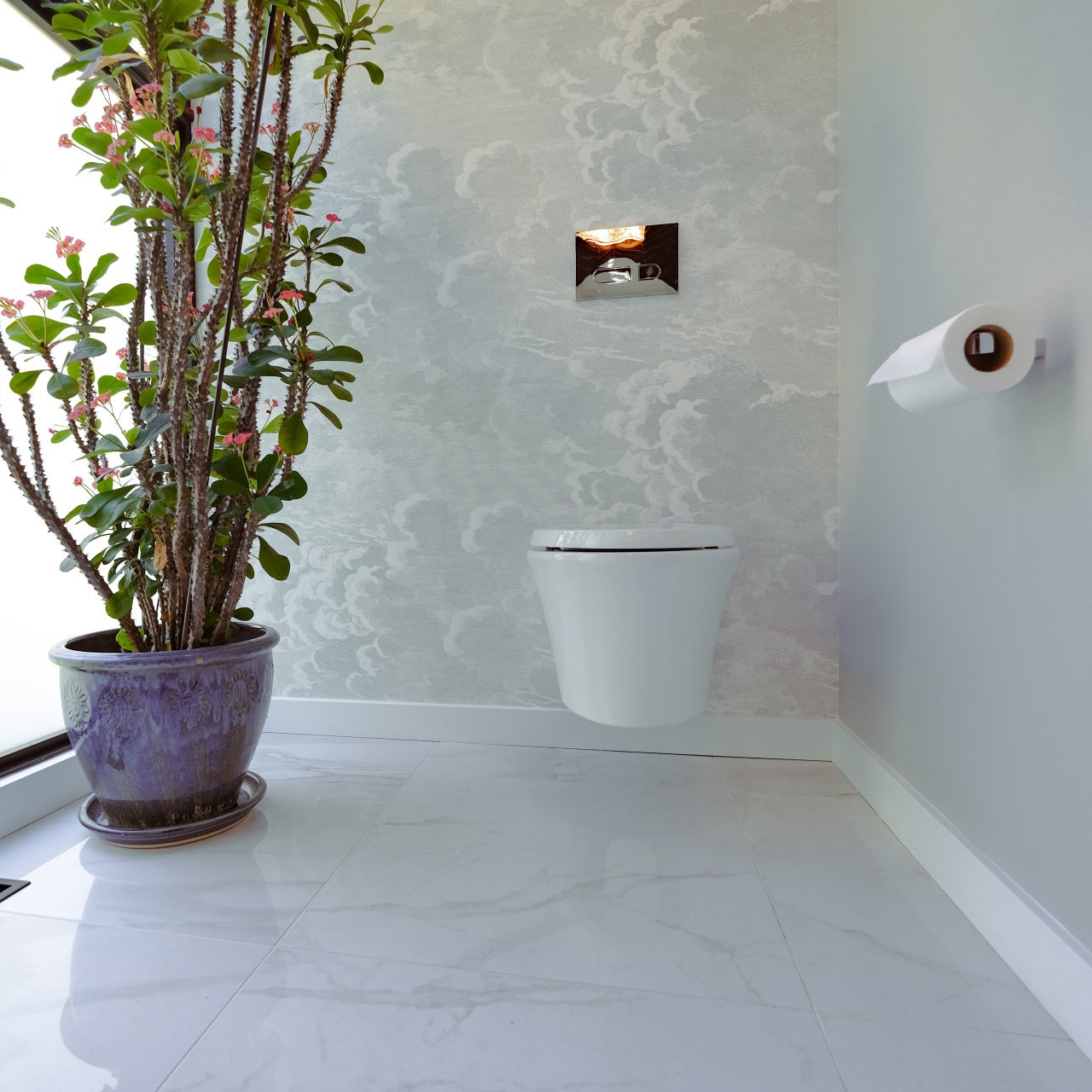 completed plumbing project residential bathroom toilet