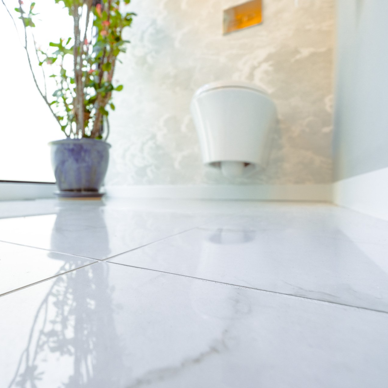 completed plumbing project residential bathroom toilet