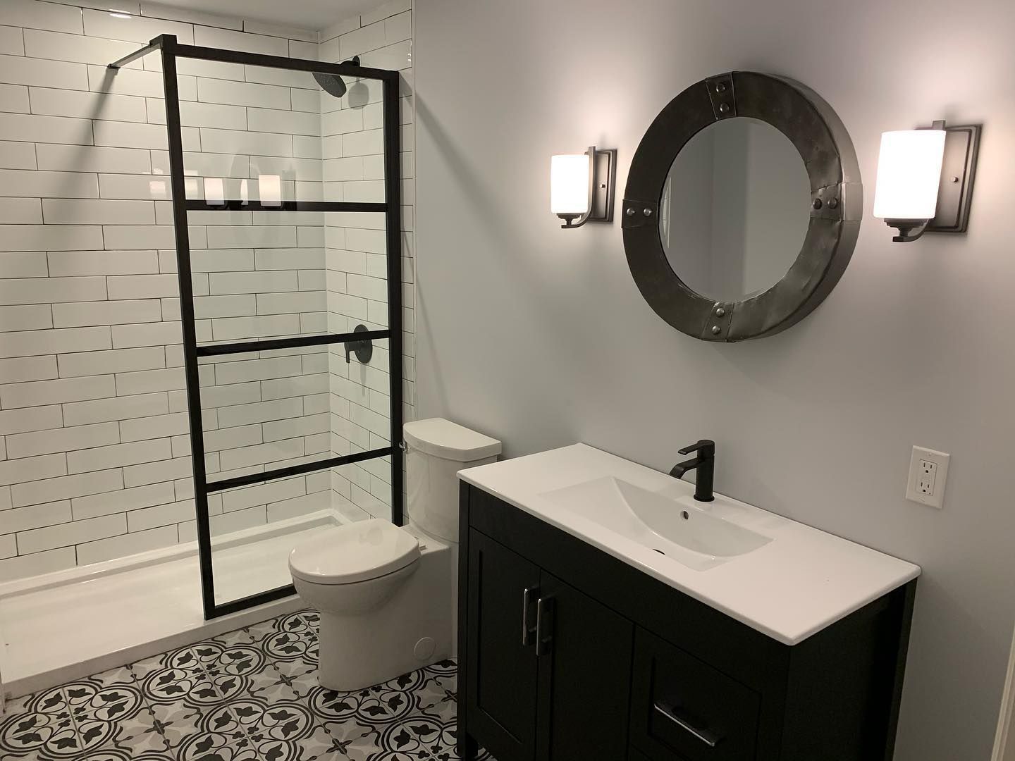 completed plumbing project in bathroom