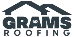 Logo for Grams Roofing, featuring a stylized roof icon above the company name in dark gray text.