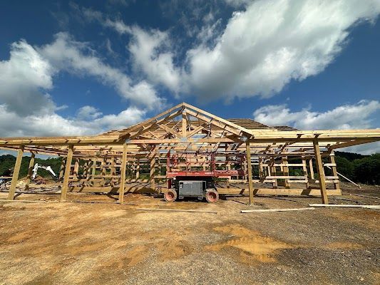 Barndominium framed up during the constructin process