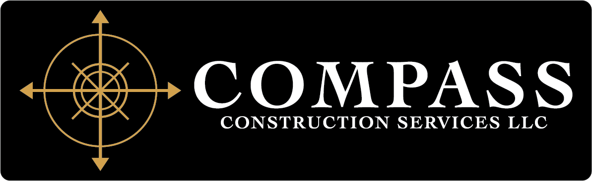 The logo for compass construction services llc has a compass on it.