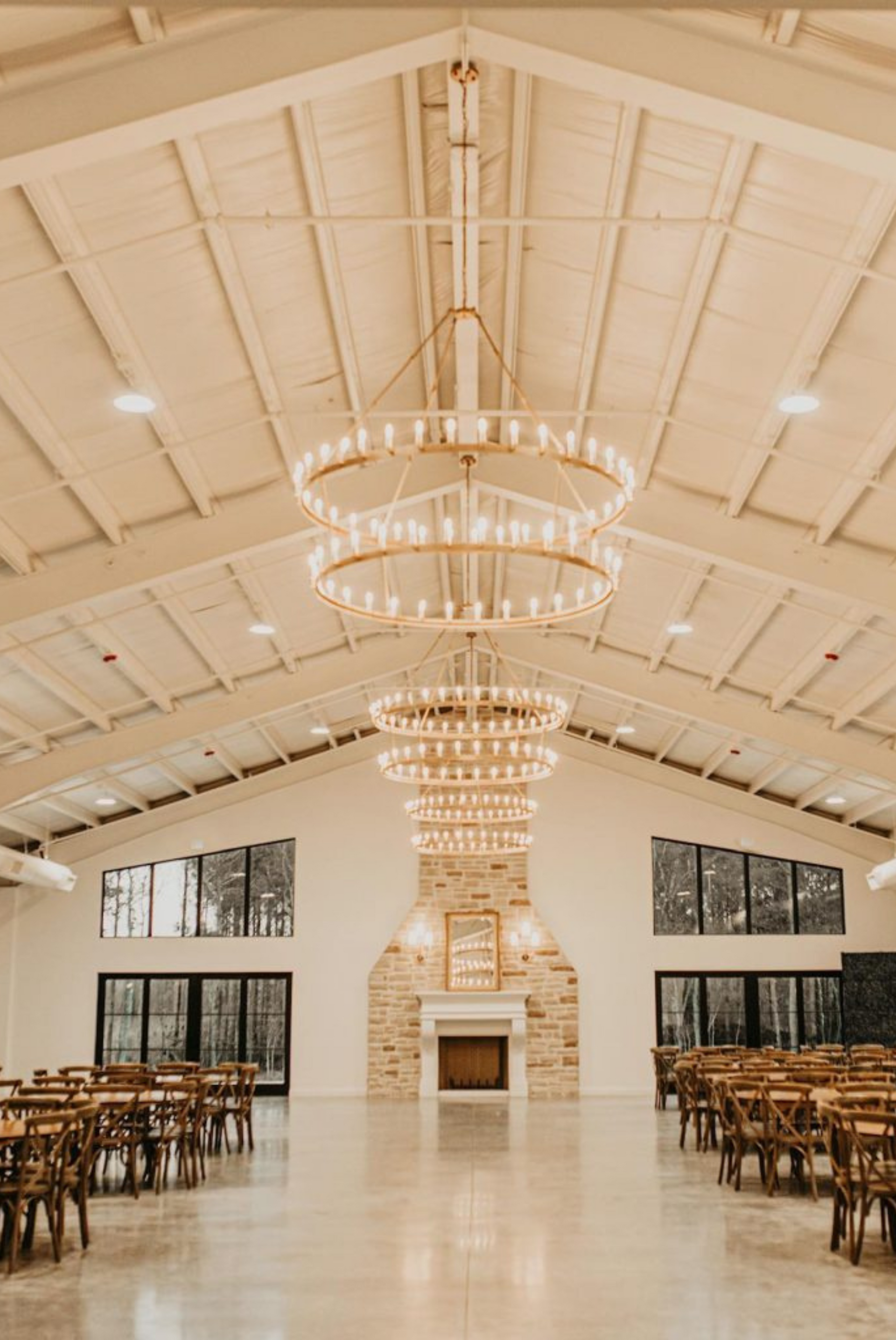 Large Dining Hall with 30-foot ceilings Barndominium Event Venue for Weddings, Baby Showers, and other large gatherings