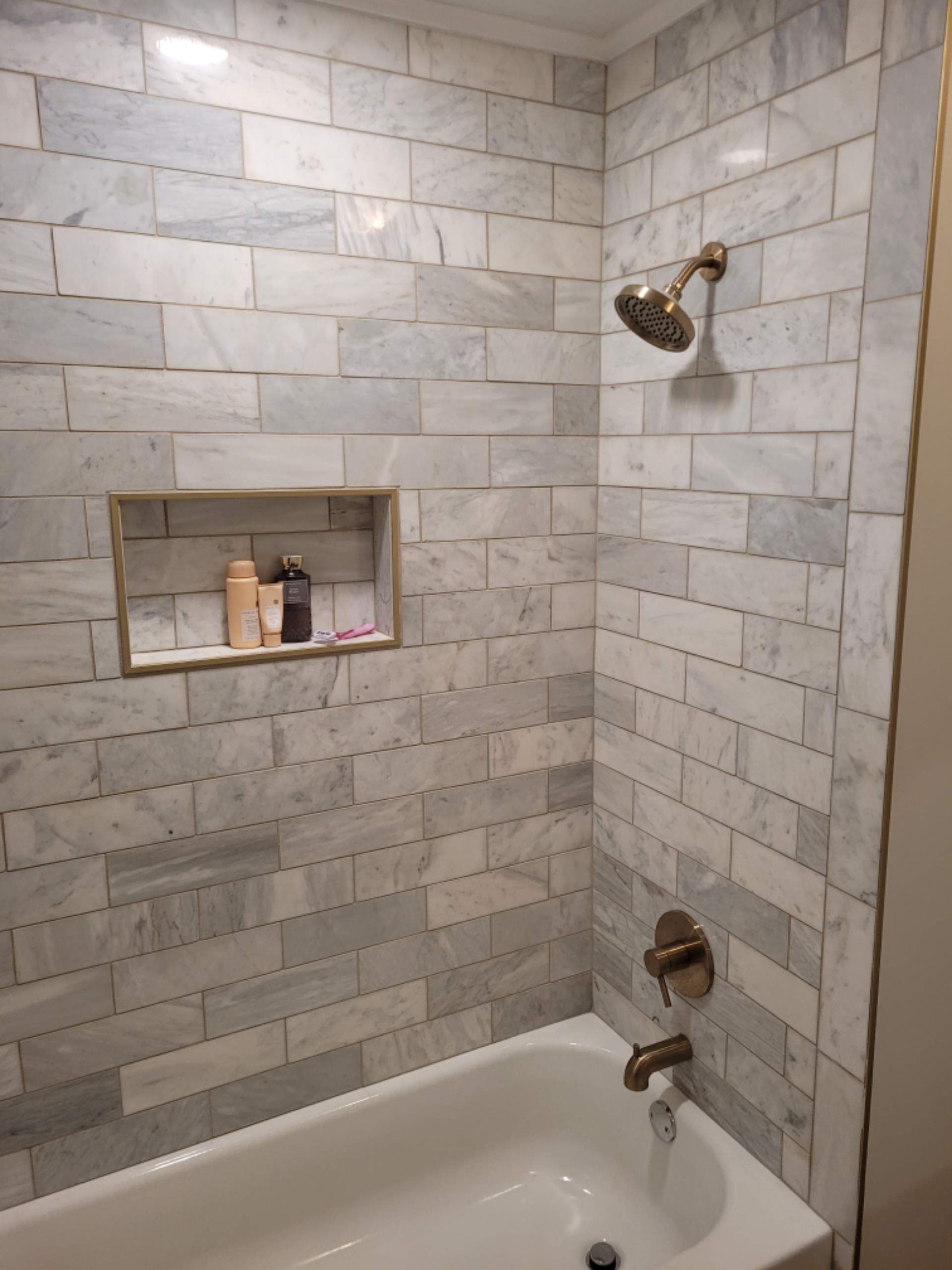 unique tile design for shower and tub