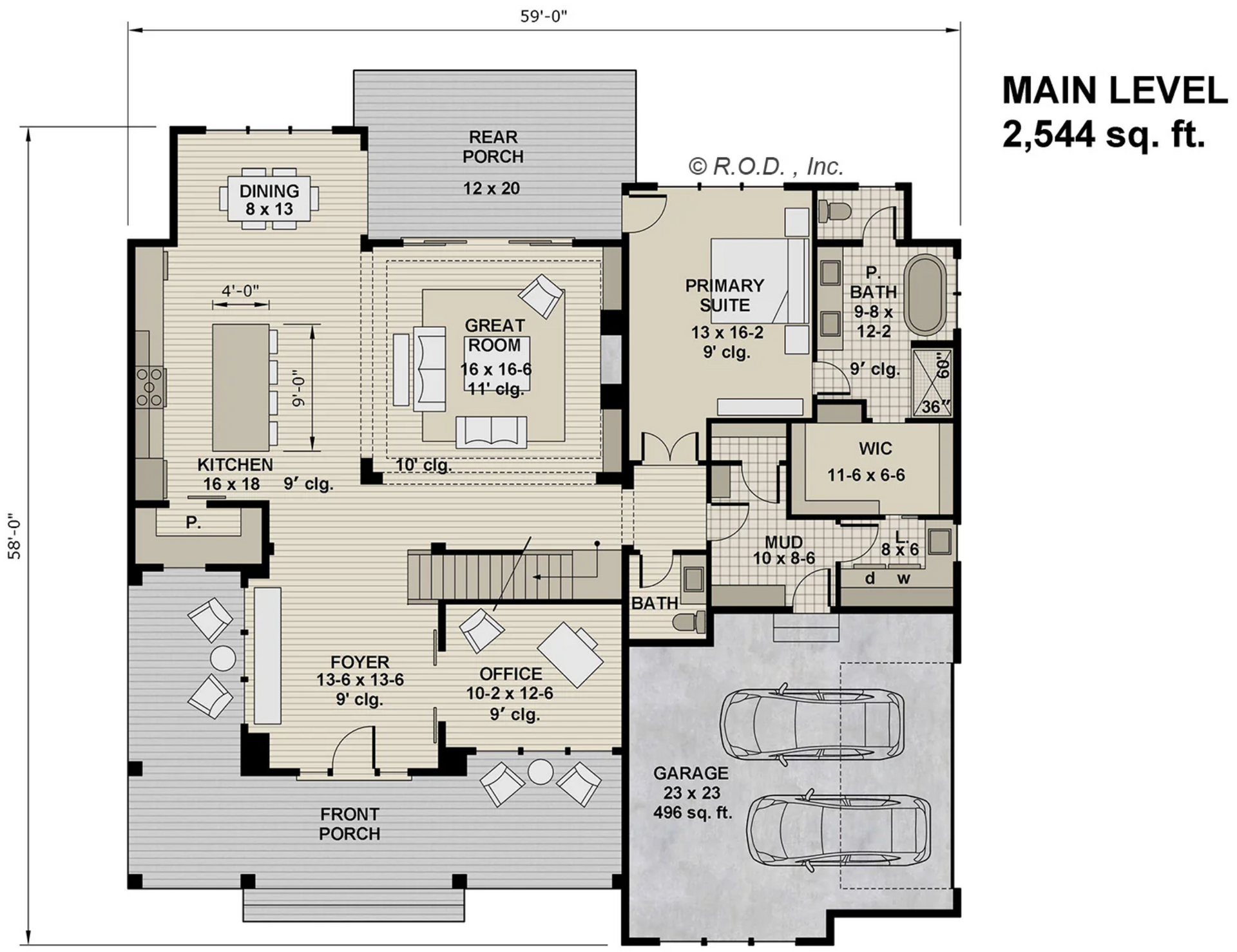 A floor plan shows the main level of a house