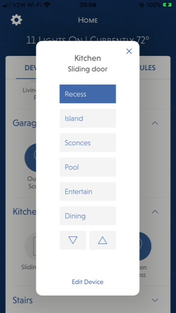 A screenshot of a home screen showing the kitchen sliding door