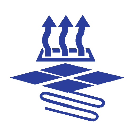 a blue icon of a tiled floor with arrows pointing up and down .