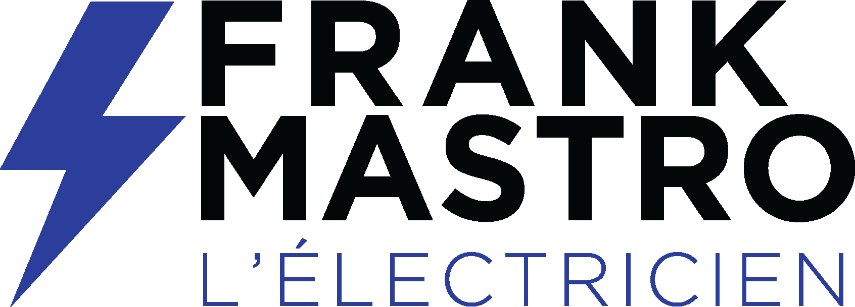 a logo for frank mastro l' electricien with a lightning bolt