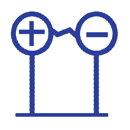 Une icône bleue représentant un signe plus et moins sur fond blanc.