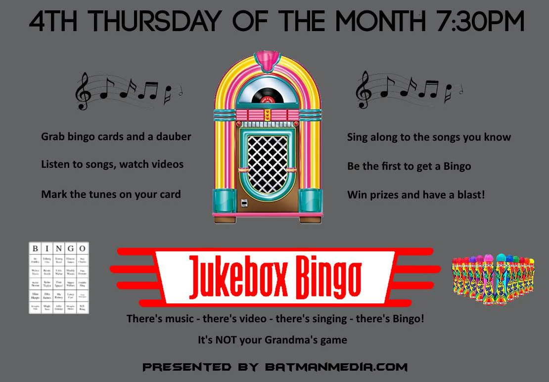 Jukebox bingo flyer for January 23rd event