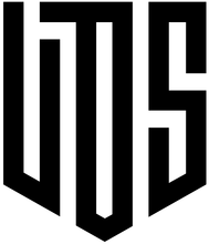 Zwart-wit gestileerd monogramlogo met geometrische letters die lijken op 
