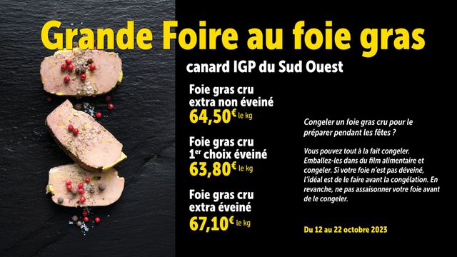 Foie Gras Cru extra Déveiné - IGP Canard à Foie Gras du Sud-Ouest