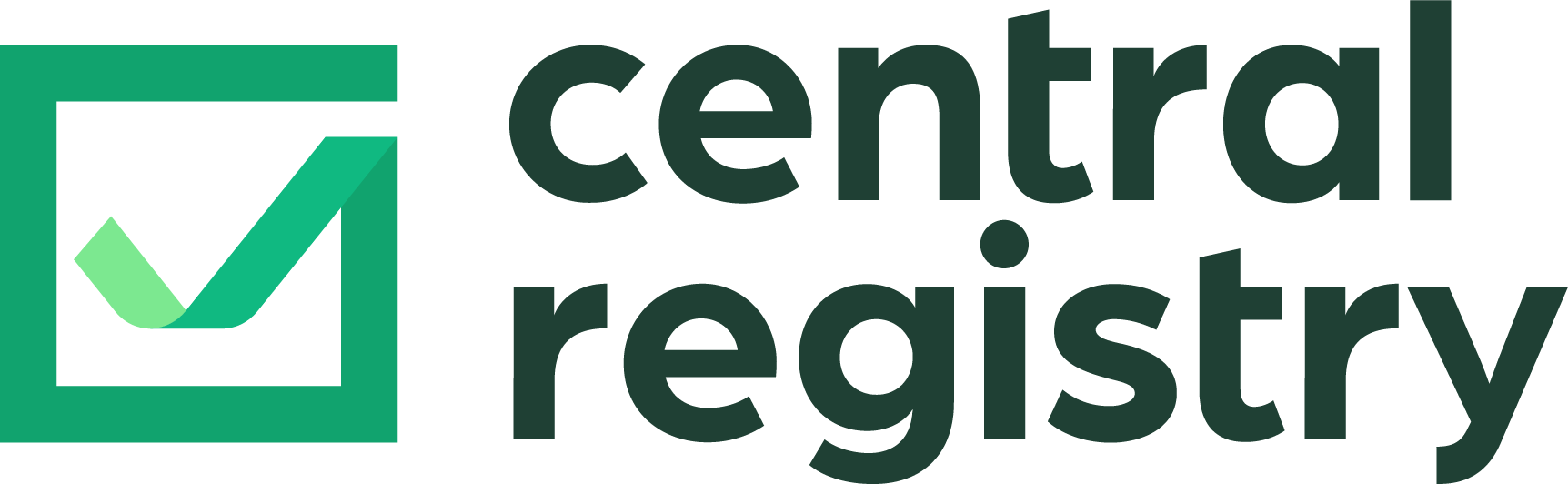 A logo for the central registry with a green check mark.