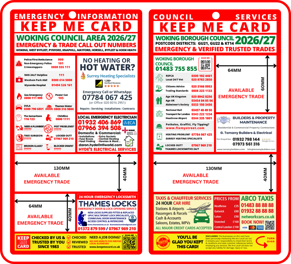 South Bucks 2025-2026 KEEP ME CARD Availabilty