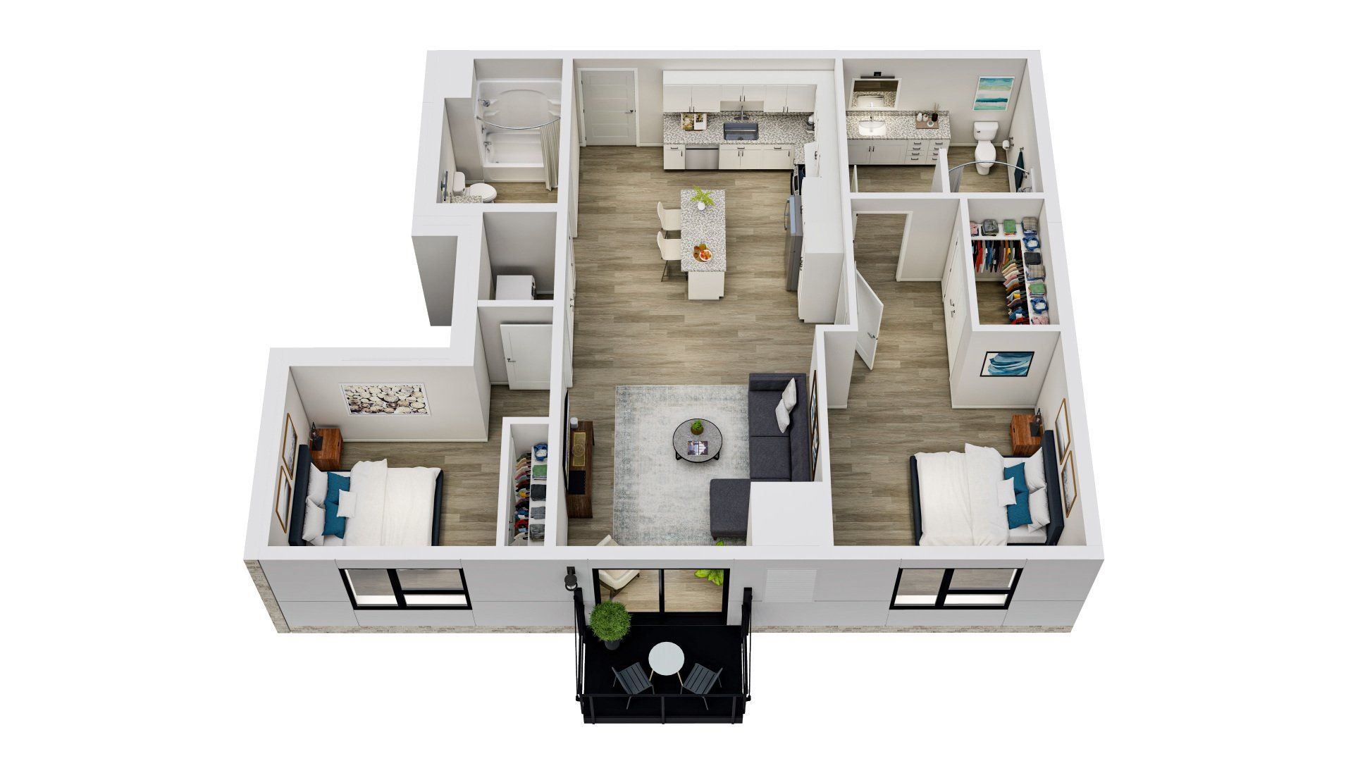 Floor Plan - 2 Bed / 2 Bath - Plan B