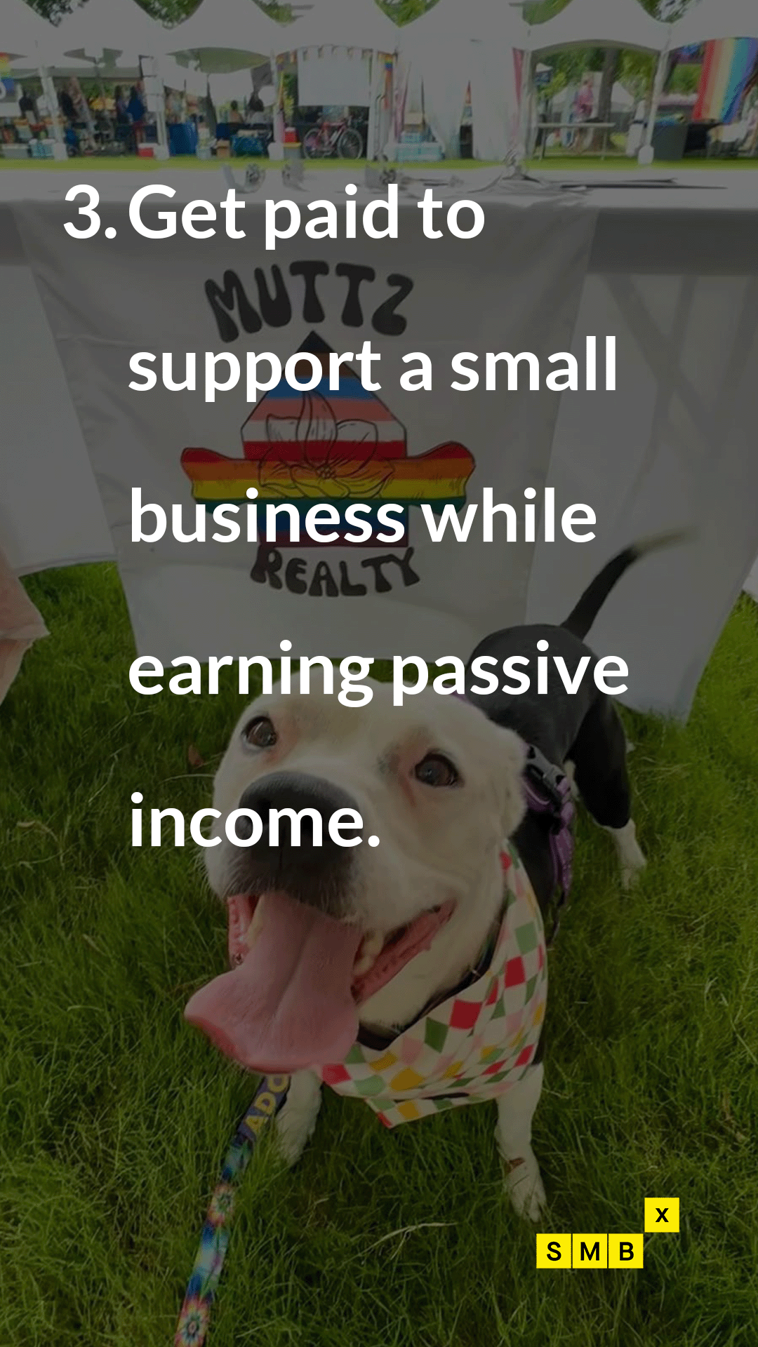 SMBX Instagram story - Muttz Realty dog with rainbow flag - support small business