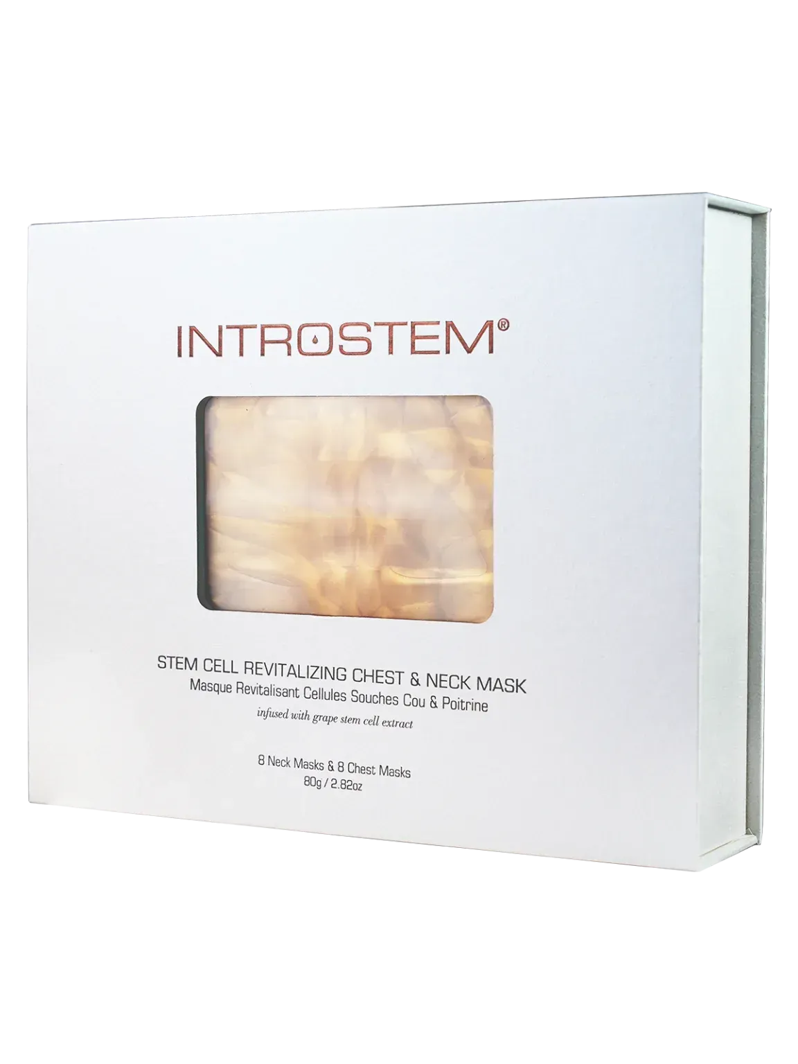 White Introstem box set with a clear window showing a skincare product; brown text.