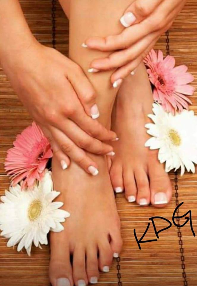 matching french tip mani-pedi