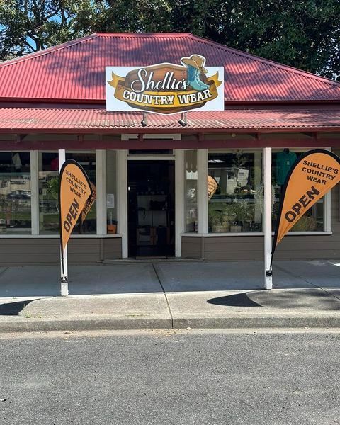 A Store Front With A Sign That Says Shellier Country Wear — Shellie's Country Wear In Nabiac, NSW