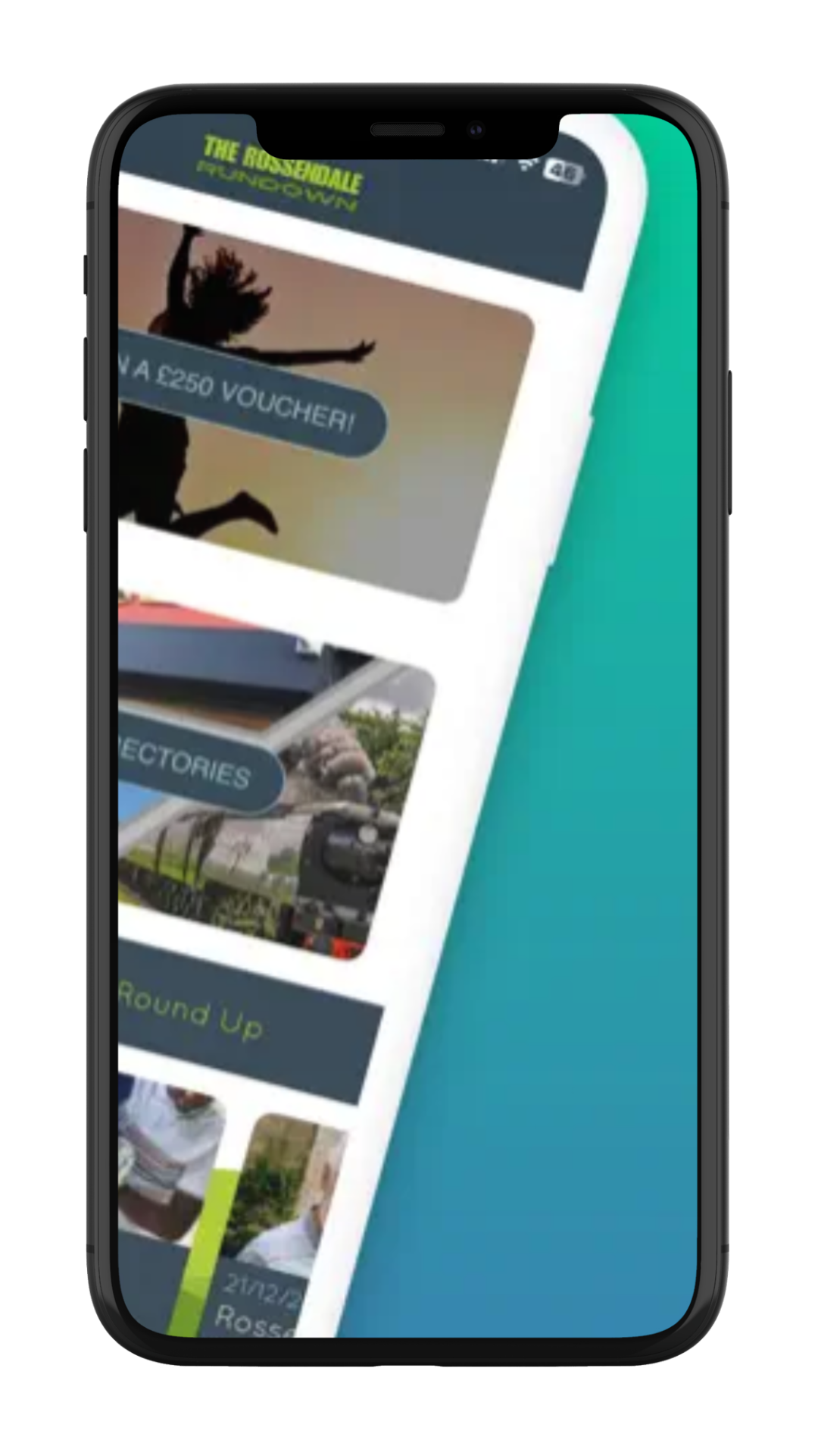 Smartphone displaying an app with menu options including