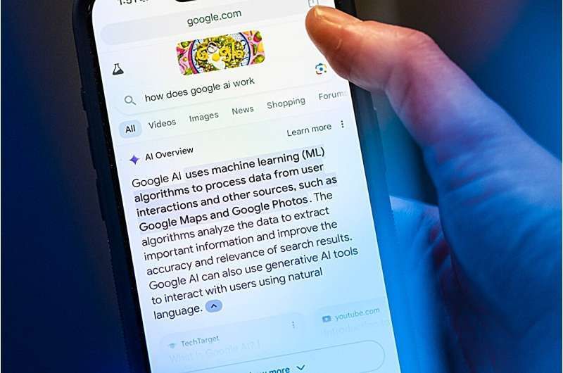 Image of the AI Overview section on a mobile phone when someone has conducted a search