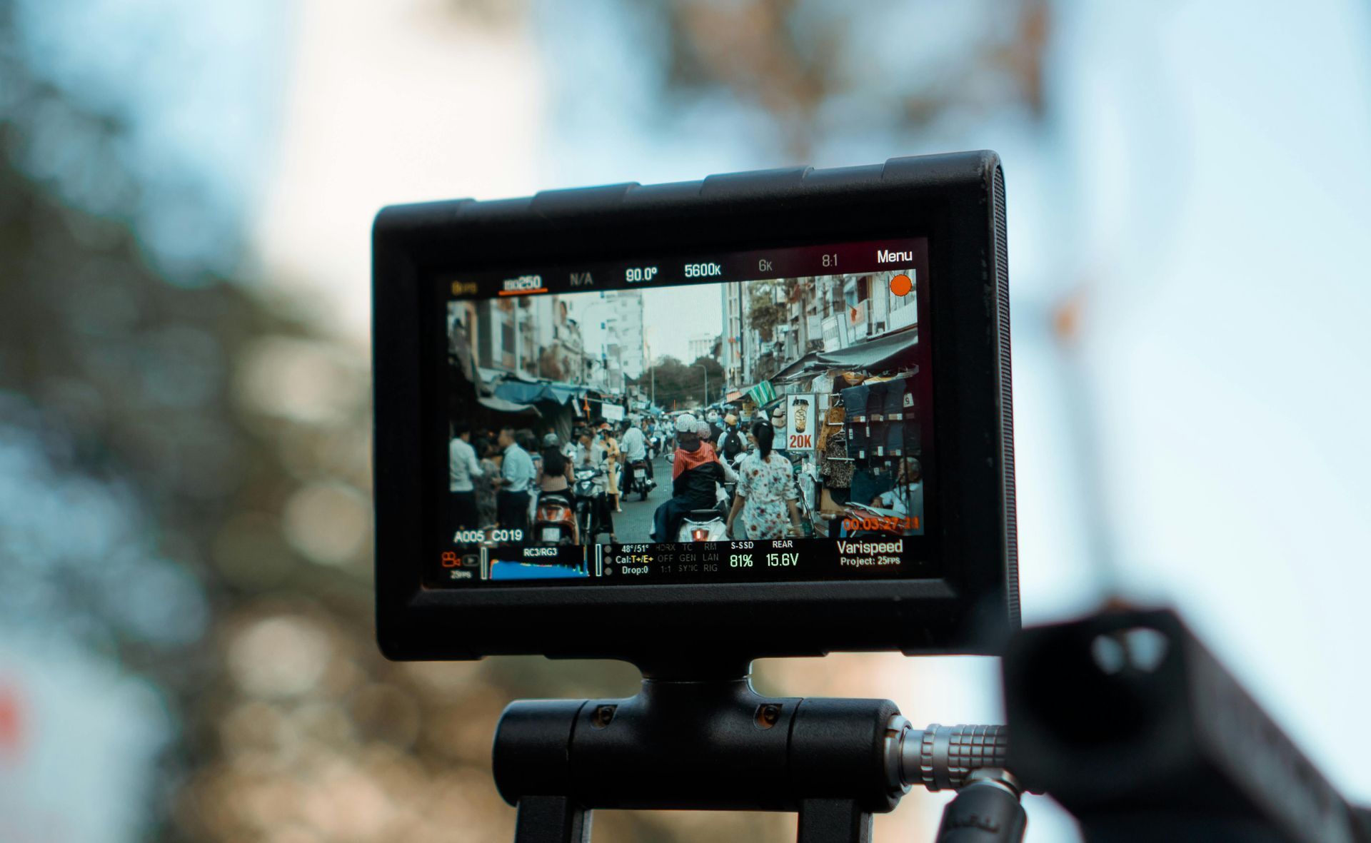 A video camera shooting video to be used in a video marketing campaign