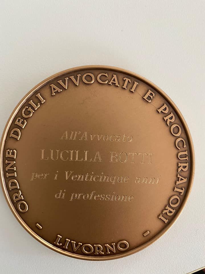 Bronze medal with text