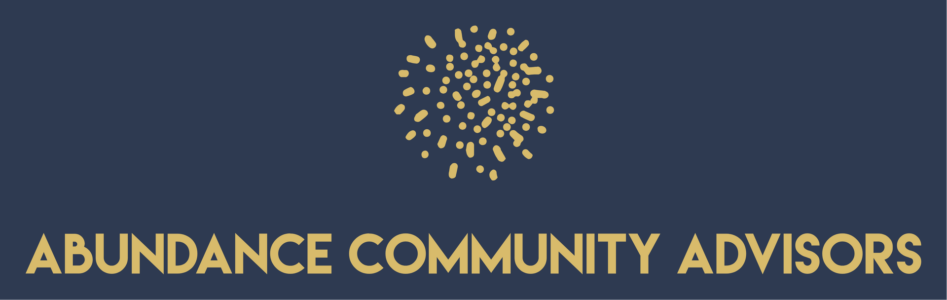 Abundance community advisors logo gold with blue background