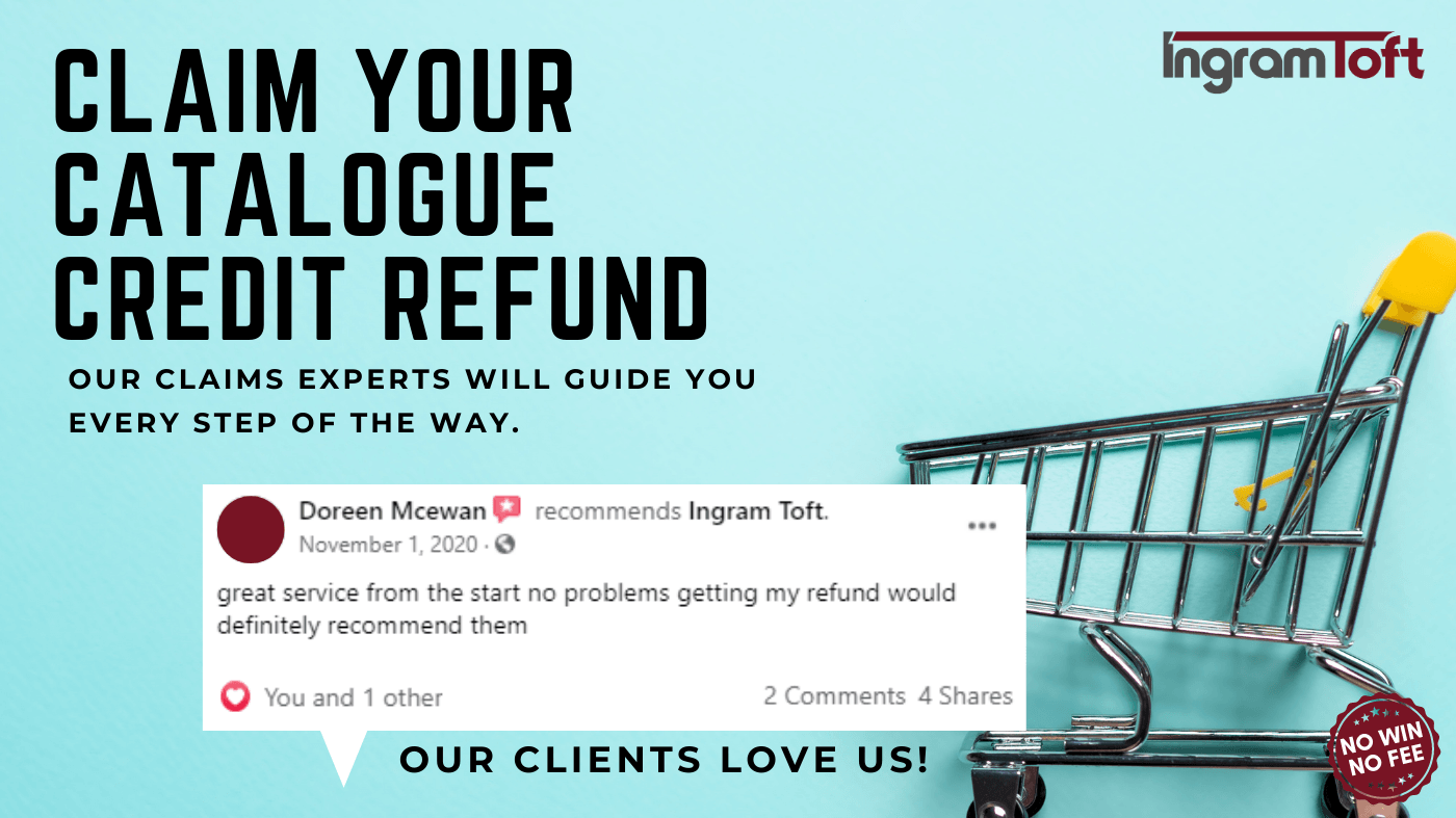 An advertisement for ingram loft claims your catalogue credit refund