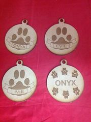Pet Paw Christmas Decorations — Engraving Services in North Rockhampton, QLD