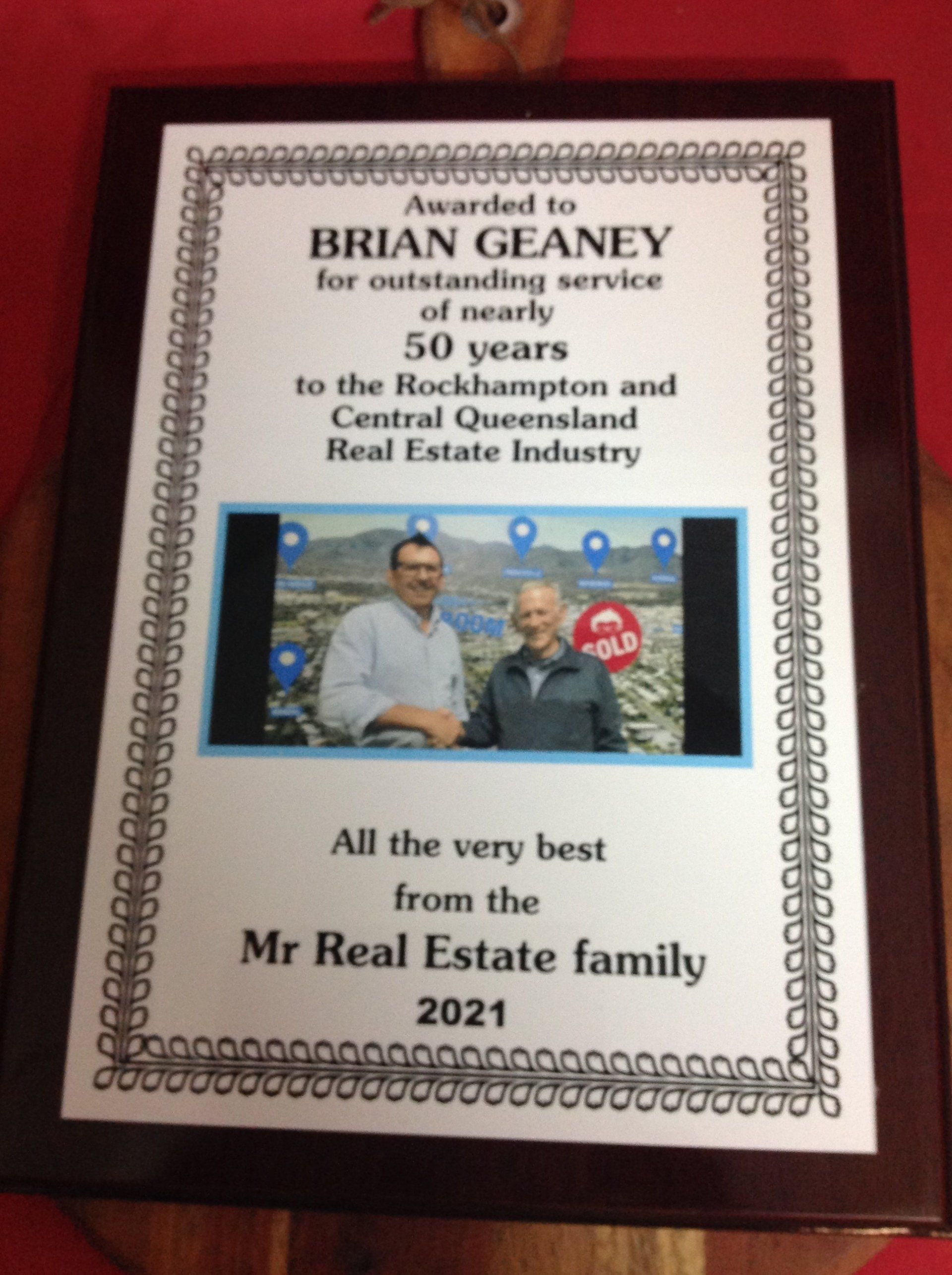 Brian Geaney Plaque - Rockhampton Trophies