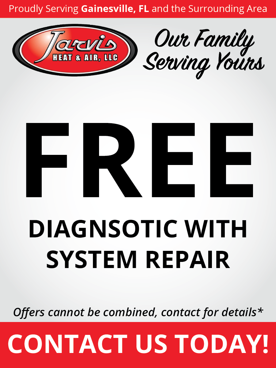 Advertisement for Jarvis Heat & Air offering a free diagnostic with system repair.