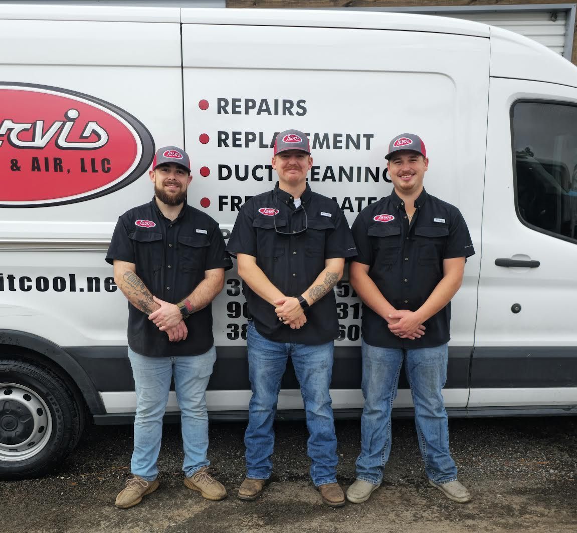HVAC technician in cap and safety glasses inspects a unit outdoors, using a tablet. Toolbox in the foreground.