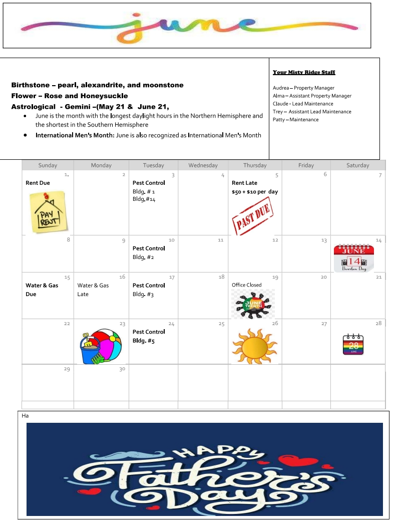 June Calendar