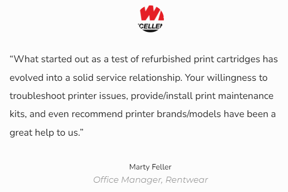 What started out as a test of refurbished print cartridges has evolved into a solid service relationship.
