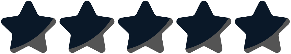 Five stars are lined up in a row on a white background.