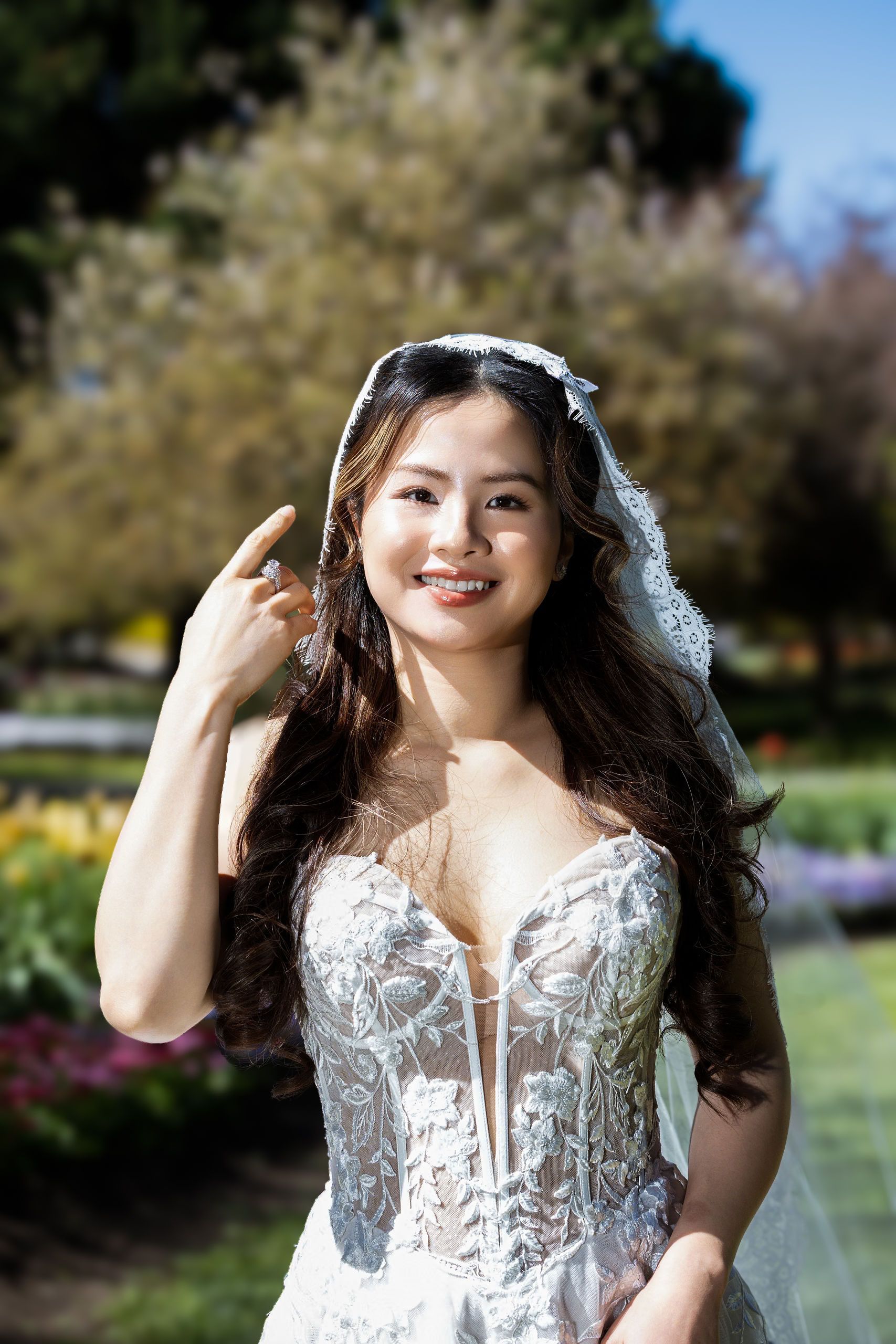 Elegantly styled wedding dress