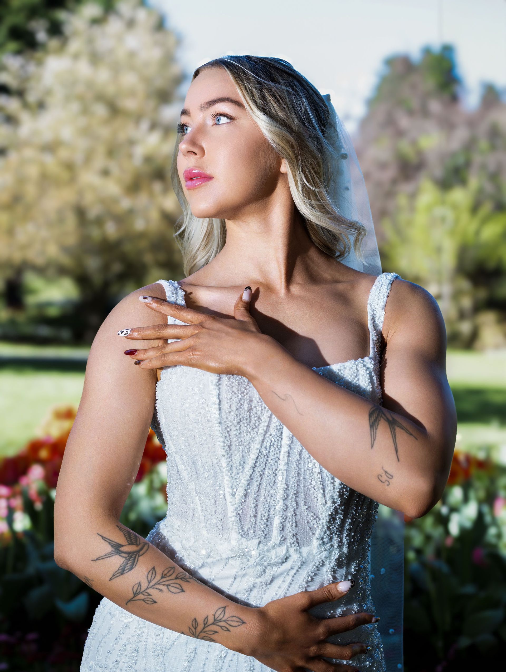 Fully beaded Lace fit and Flare wedding dress