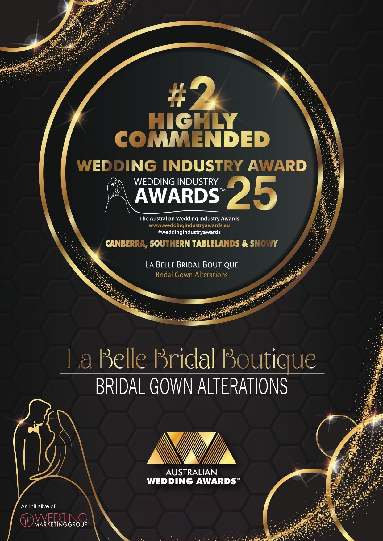 Highly commended wedding industry award winner bridal gown alterations.